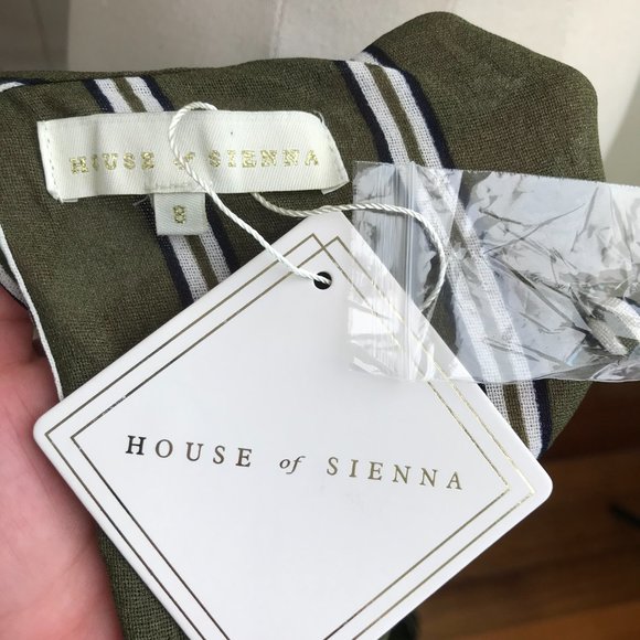 House of Sienna BNWT | Size 8 | Olive Green Long Sleeve Cropped Wrap Striped Top - Picture 8 of 9